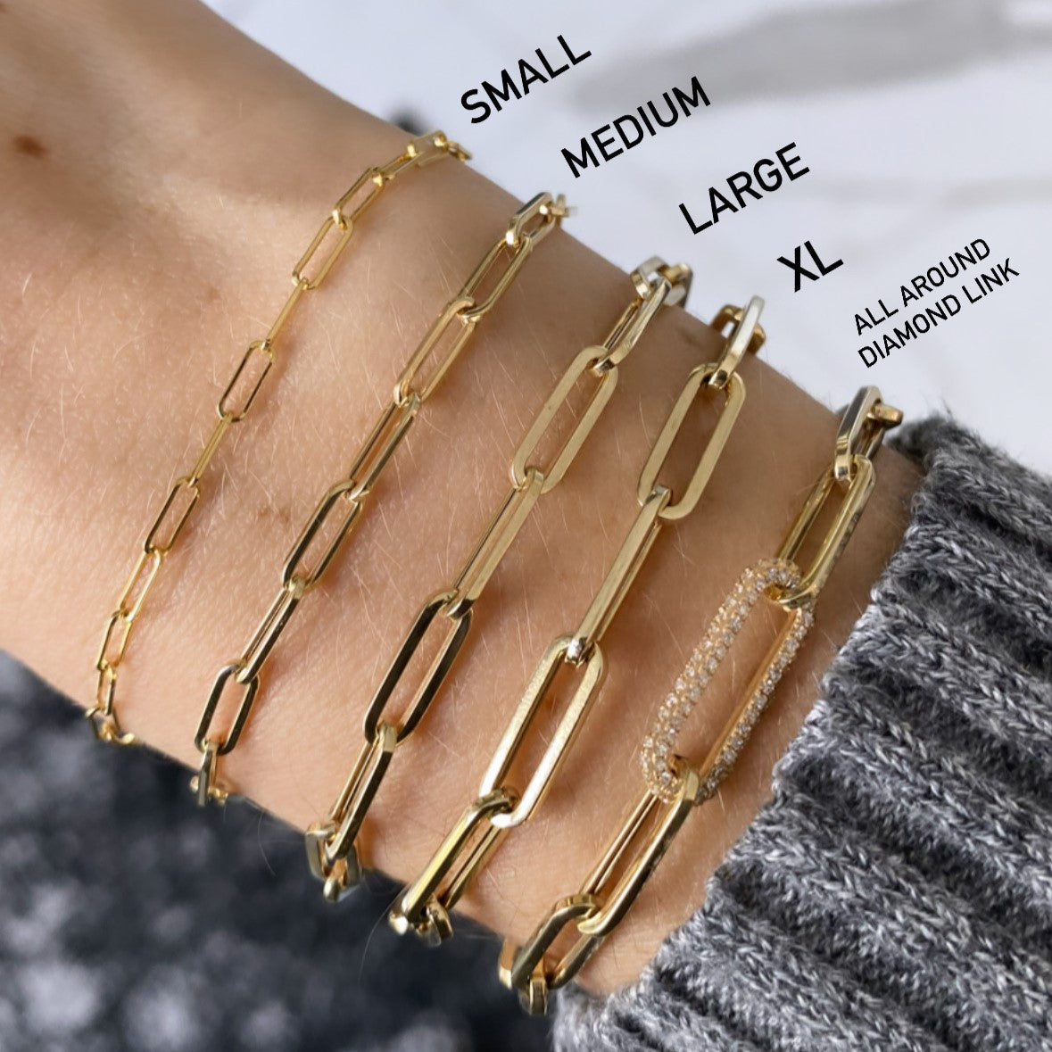 Large Gold Paperclip Bracelet