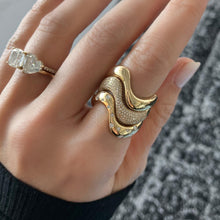 Load image into Gallery viewer, Stackable Dome Gold Wave Ring
