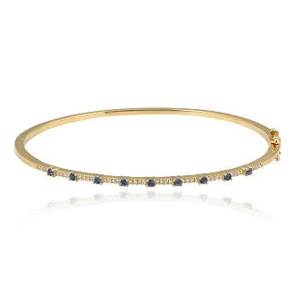 Thin Gemstone Segment Diamond Bangle