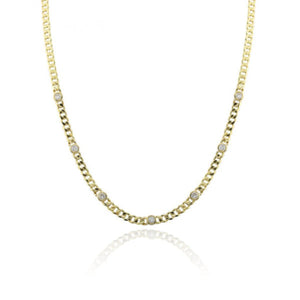 Seven Diamond Bezel Cuban Necklace