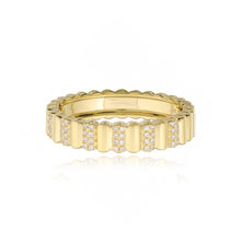 Load image into Gallery viewer, Thin Pave Striped Gold Ring
