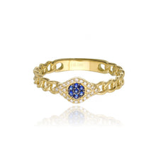 Load image into Gallery viewer, Pave Evil Eye Cuban Link Ring
