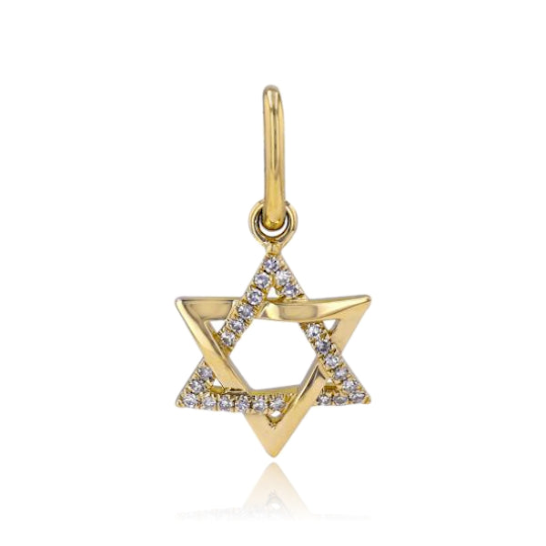 Star of David Half Pave Half Gold  Charm