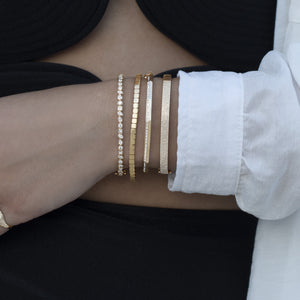 Geometric Baguette Diamond Gold Bangle