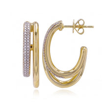 Load image into Gallery viewer, Pave and Gold Double Hoop
