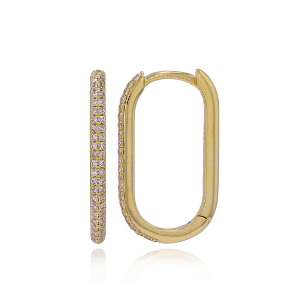 Medium Oval Pave Hoops