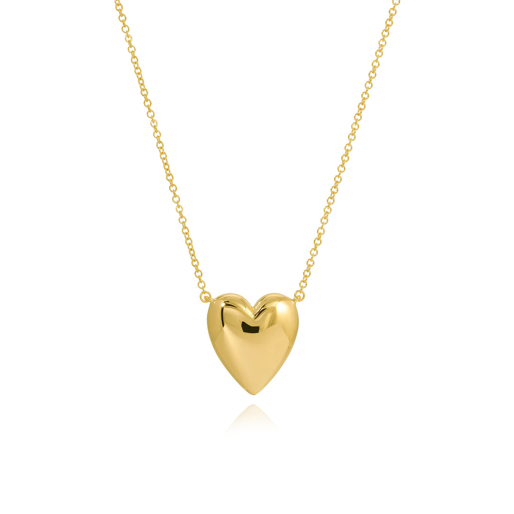 Jumbo Puffy Gold Heart Necklace