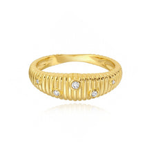 Load image into Gallery viewer, Diamond Inlay Striped Gold Dome Ring
