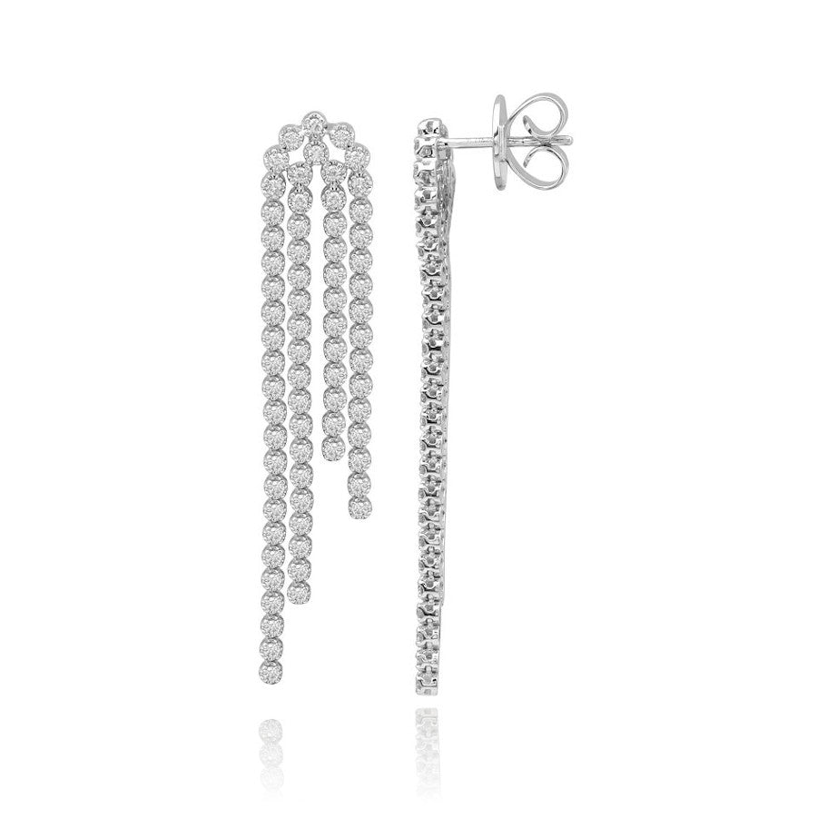 Tassel Diamond Drop Bezel Earrings