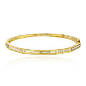 Geometric Baguette Diamond Gold Bangle