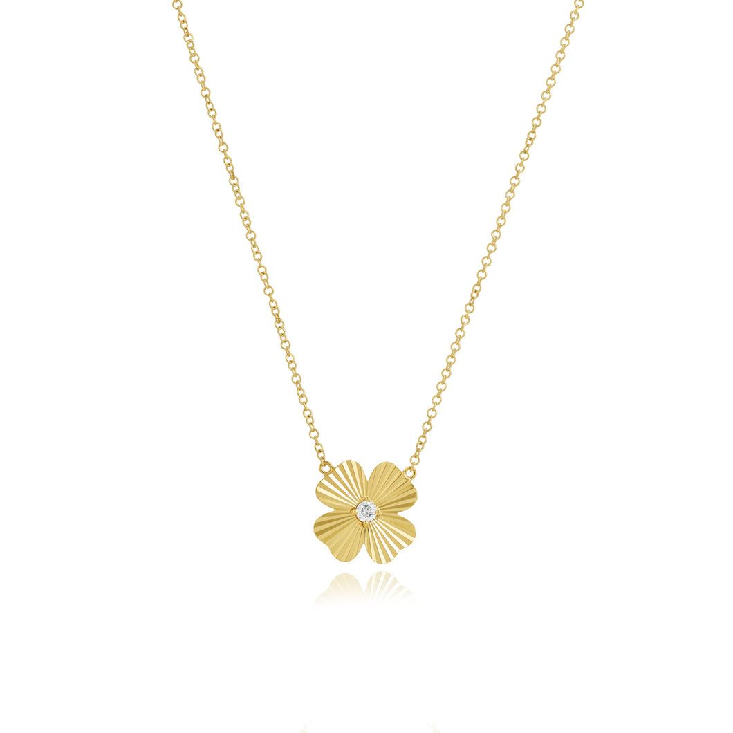 Striped Flower Center Diamond Necklace