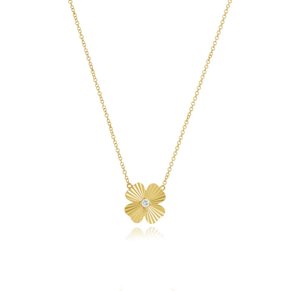 Striped Flower Center Diamond Necklace