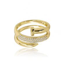 Load image into Gallery viewer, Dome Pave and Gold Nail Ring
