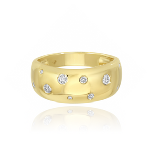 Diamond Inlay Gold Dome Ring