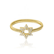 Load image into Gallery viewer, Diamond Star of David Gold Rope Ring
