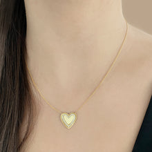 Load image into Gallery viewer, Large Fluted Pave Outline Heart Necklace
