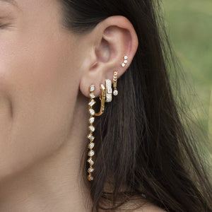 Bezel Set Multi Shape Diamond Drop Earrings