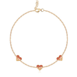 Petite Dripping Scattered Hearts Bracelet