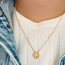 Load image into Gallery viewer, Fluted Pave Outline Clover Necklace
