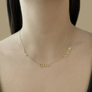 Multiple Cutout Gold Names Necklace