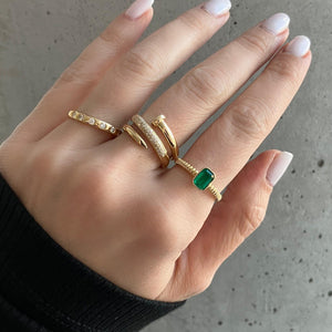 Gemstone Bezel Gold Rope Ring