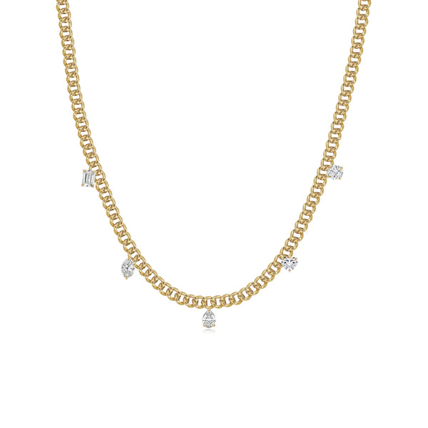 Multishape Diamond Dangling Cuban Necklace
