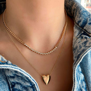 Jumbo Puffy Gold Heart Chain Necklace