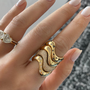 Stackable Dome Scattered Wave Ring