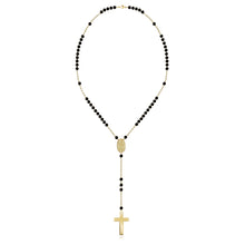 Load image into Gallery viewer, Black Onyx and Gold Ball Large Rosary Necklace
