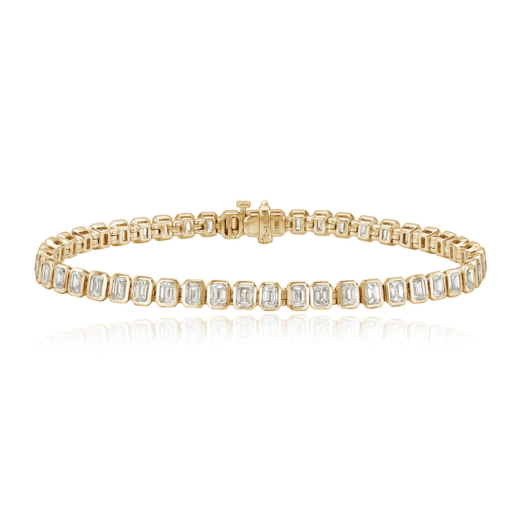 Emerald Cut Bezel Diamond Tennis Bracelet