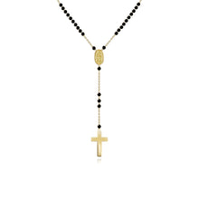 Load image into Gallery viewer, Black Onyx and Gold Ball Large Rosary Necklace
