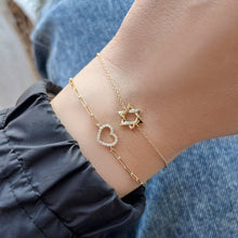 Load image into Gallery viewer, Star of David Half Gold and Half Pave Bracelet
