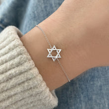 Load image into Gallery viewer, Star of David Half Gold and Half Pave Bracelet

