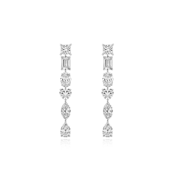 Six Multi Shape Diamond Drop Earrings