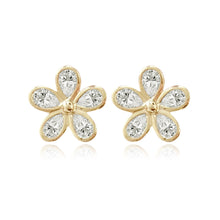 Load image into Gallery viewer, Pear Bezel Flower Stud Earrings
