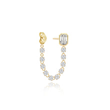 Load image into Gallery viewer, Solitaire Bezel Diamond and Diamond Chain Earring
