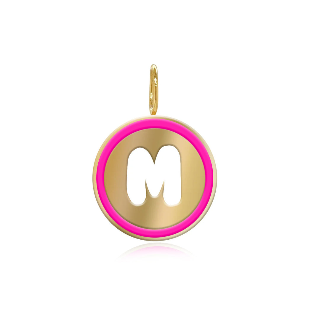 Cutout Enamel Initial Disc Charm