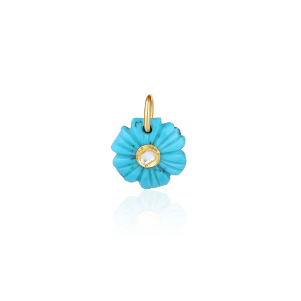 Small Center Diamond Flower Stone Charm