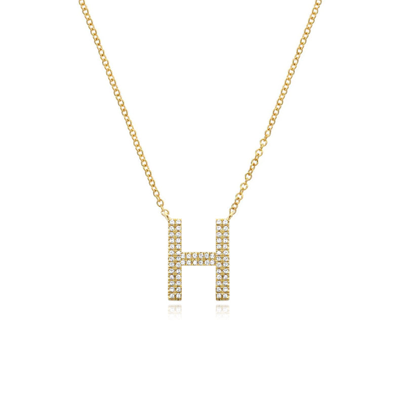 Double Row Pave Initial Necklace