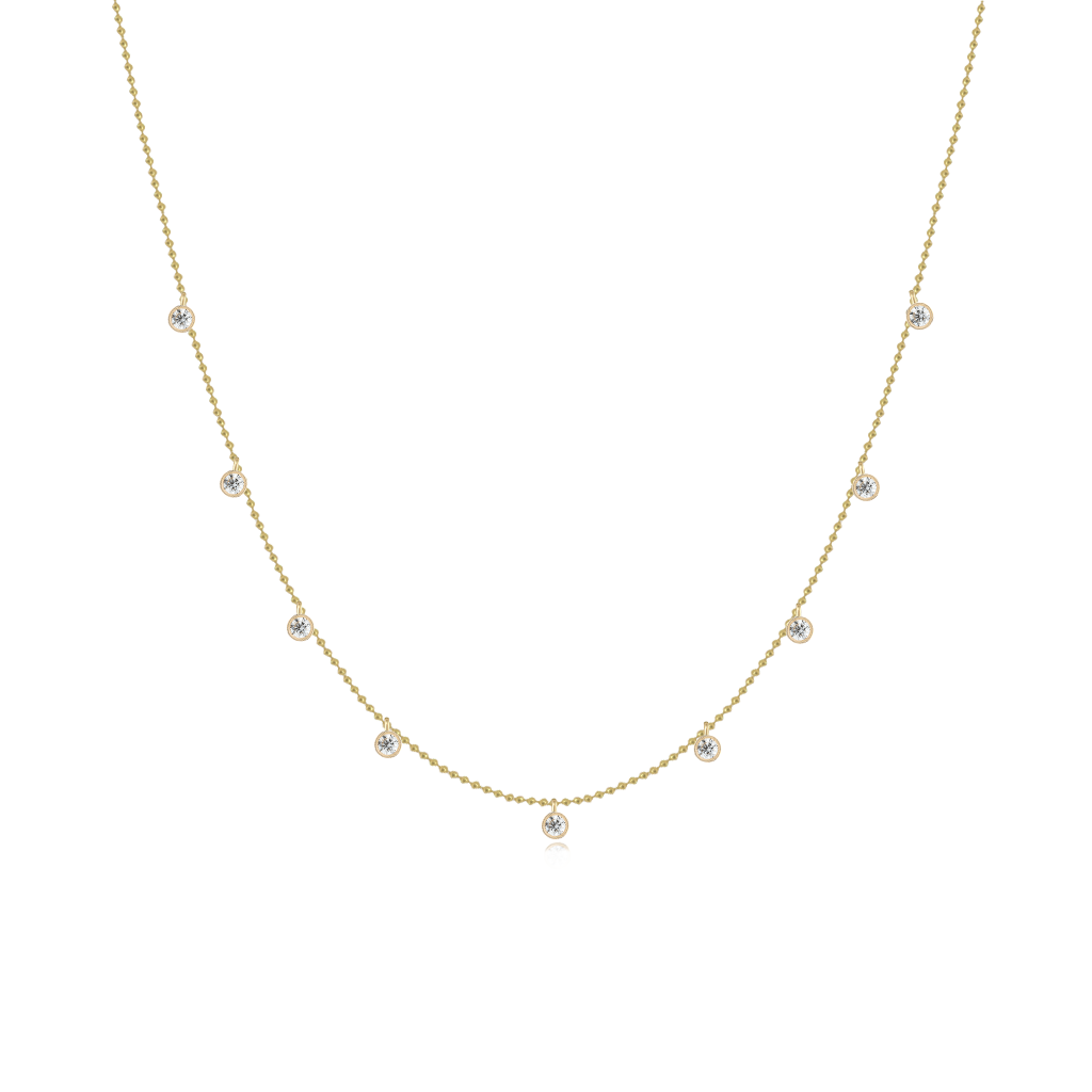 Dangling Diamond Bezels Ball Necklace