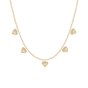 Dangling Dripping Scattered Hearts Necklace