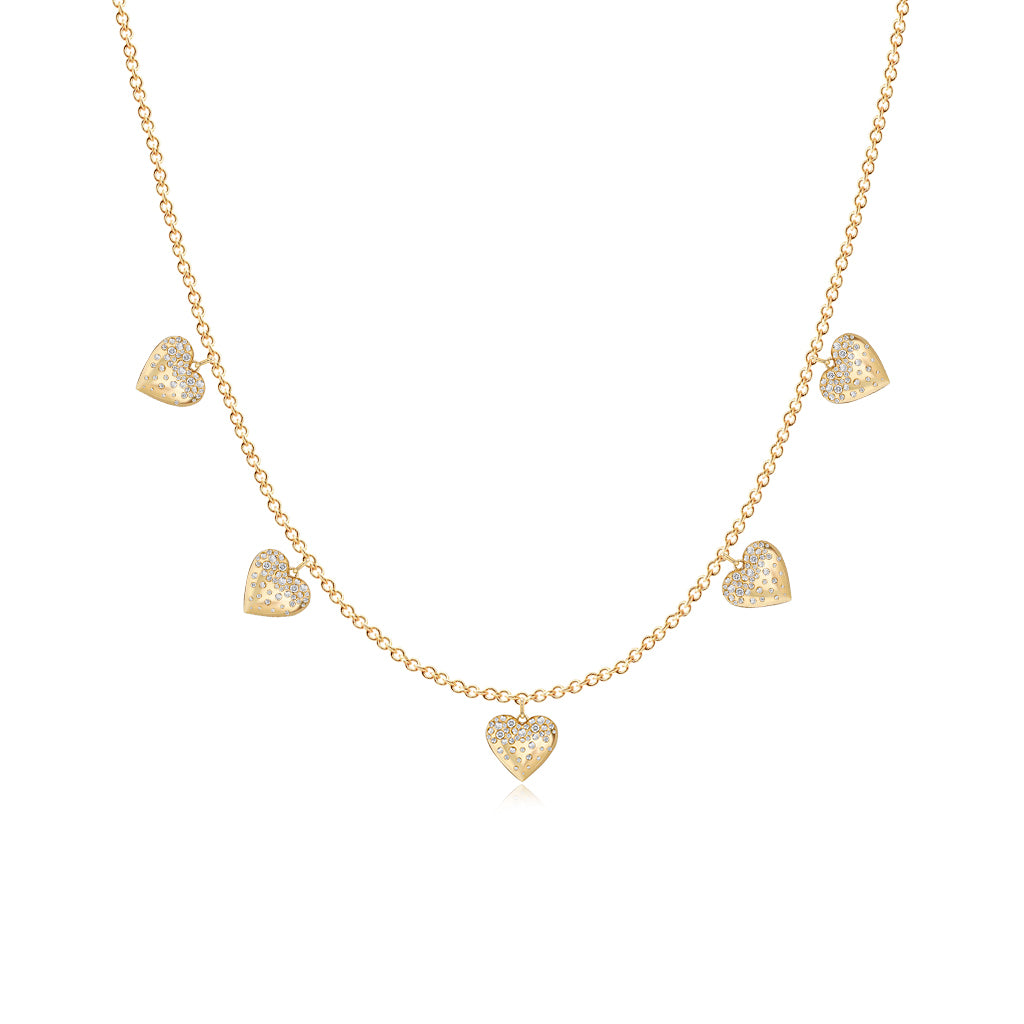 Dangling Dripping Scattered Hearts Necklace