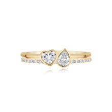 Load image into Gallery viewer, Two Diamond Double Band Pave and Gold Ring
