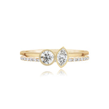 Load image into Gallery viewer, Two Diamond Double Band Pave and Gold Ring
