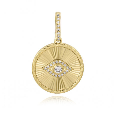 Fluted Disc Evil Eye Pave Charm