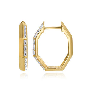 Geometric Baguette Gold Hoop