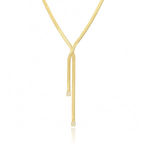 Pave and Gold Snake Chain Lariat