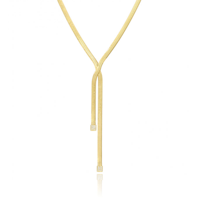 Pave and Gold Snake Chain Lariat