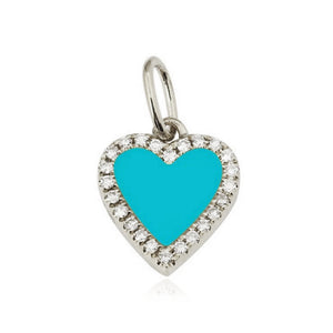 Small Pave Outline Stone Heart Charm