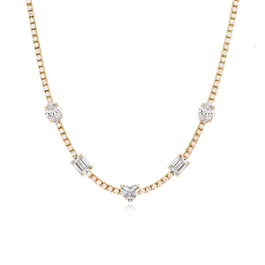 Five Shape Diamond Tennis Necklace